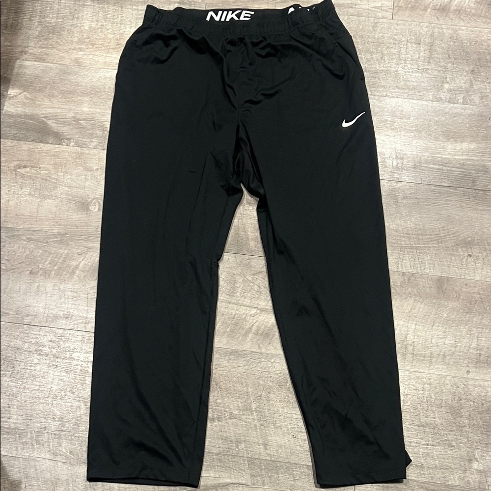 Nike Black Track Pants with White Swoosh - Picture 1 of 3